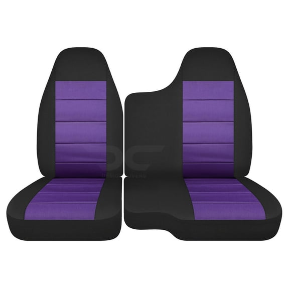 Fits 1998-2003 Ford Ranger Velour Truck Seat Covers 60/40 Bench-No Armrest:Black- Purple