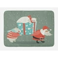 thumbnail image 1 of Christmas Bath Mat, Santa and Polar Bear Carrying a Big Gift with Funny Animal, Plush Bathroom Decor Mat with Non Slip Backing, 29.5" X 17.5", Peacock Green and Multicolor, by Ambesonne, 1 of 2