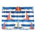 thumbnail image 7 of Yayeee Kitchen Curtains Tier Pair Light Filtering 27"x36" Rod Pocket Short Cafe Window Panel, Blue Sailboats, 7 of 7
