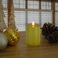 thumbnail image 3 of HGTV Home Collection Georgetown Real Motion Flameless Candle With Remote, Gold with Warm White LED Lights, Battery Powered, 6 in, 3 of 5
