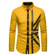 thumbnail image 4 of IROINNID Button Up Shirts for Men Colorblock Cowboy Long Sleeve Band Collar Turndown Dress Shirts,Yellow, 4 of 9