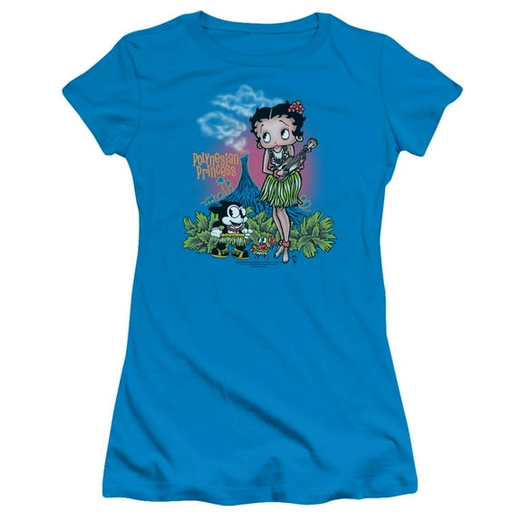 Betty Boop Polynesian Princess S/S Junior Women's T-Shirt Sheer Turquoise