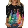 thumbnail image 2 of Gamivast Holiday Tops for Women Dressy Plus Size Crew Neck Santa Claus Graphic Tees Casual 3/4 Sleeve T Shirts Cute Holiday Xmas Trees Tops Fashion Trendy Party Blouses, 2 of 5