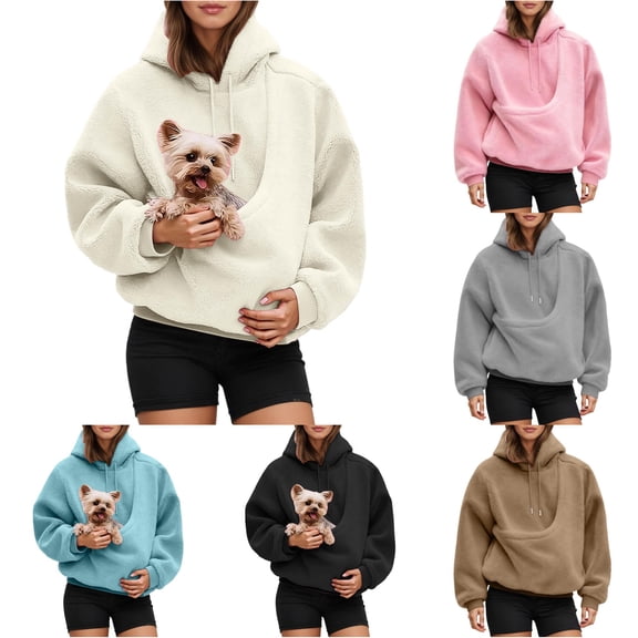 Women Cat Pouch Hooded T-Shirt Short Sleeve Kitten Puppy Holder Thin Hoodies Pet Carrier Sweatshirt with Strap