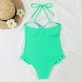 thumbnail image 4 of MSJUHEG One Piece Swimsuit Women,Green Swimsuits for Women,Striped Swimsuits for Women,Ribbed Monokinis Swimsuit Bathing Suits Swimwear,Bandeau Tankini Swimsuits for Women,Ruffle Bikini Green L, 4 of 7