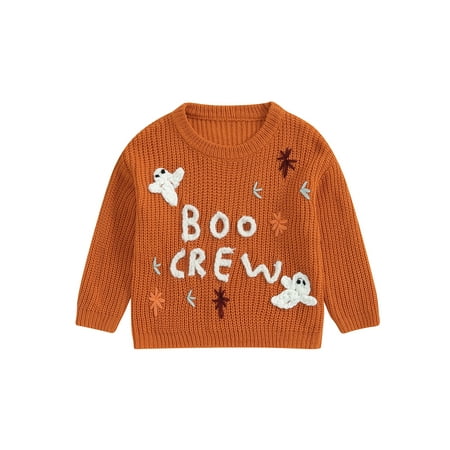 

Wilcliar Baby Boys Girls Halloween Sweater Letter Embroidery Long Sleeve Pullover Warm Knit Tops