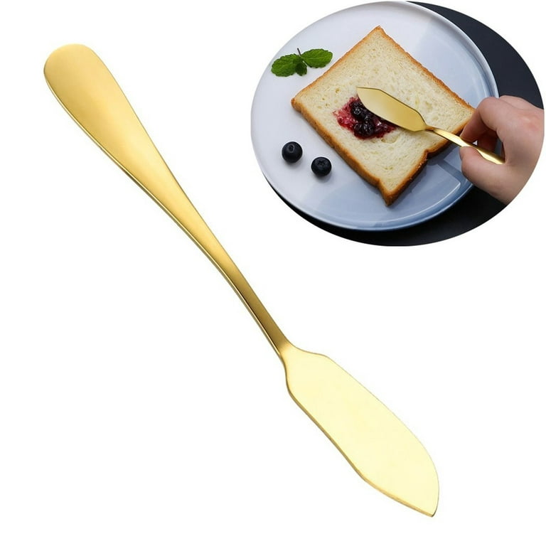 HEMOTON Stainless Steel Spatula Spreader Cheese Butter Cutter Peanut Butter  and Jelly Chocolate or Strawberry Jam Stirrer Jar Scraper Blue