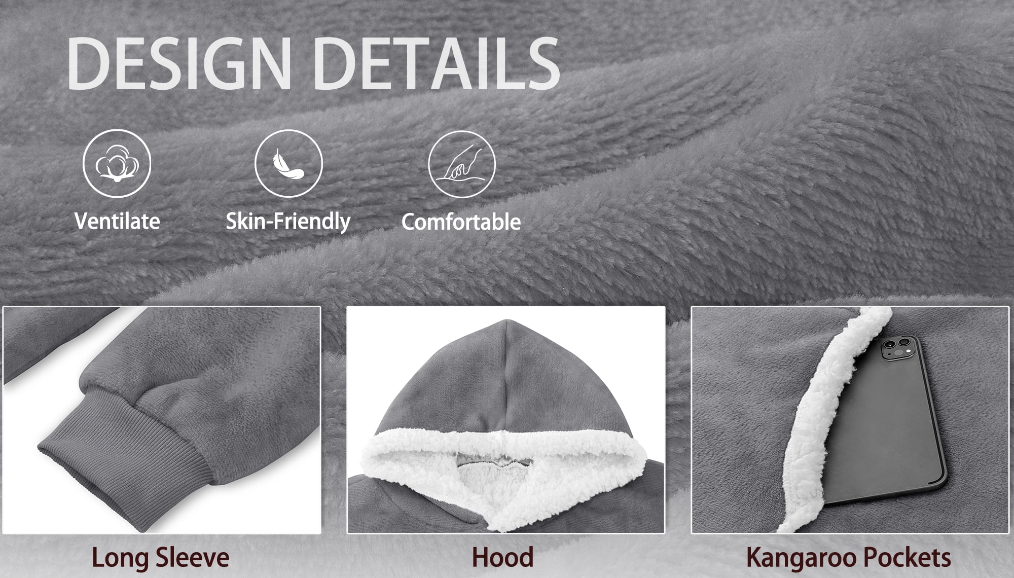 Fantaslook Wearable Blanket Hoodie for Women and Men, Oversized Sherpa Fleece Blanket Sweatshirt with Sleeves & Pocket