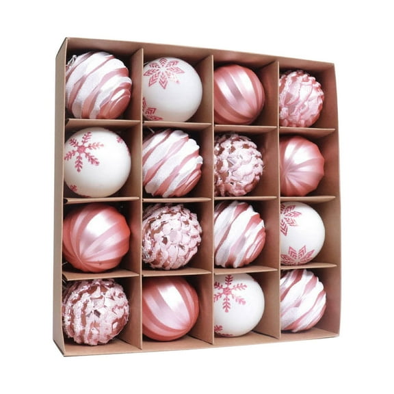 Lilixerw 16 PCS Christmas Ball Ornaments,Fashion Shatterproof Christmas Balls,Xmas Tree Hanging Ball for Party Decoration,Festival Supplies,Pink(2.36inch)