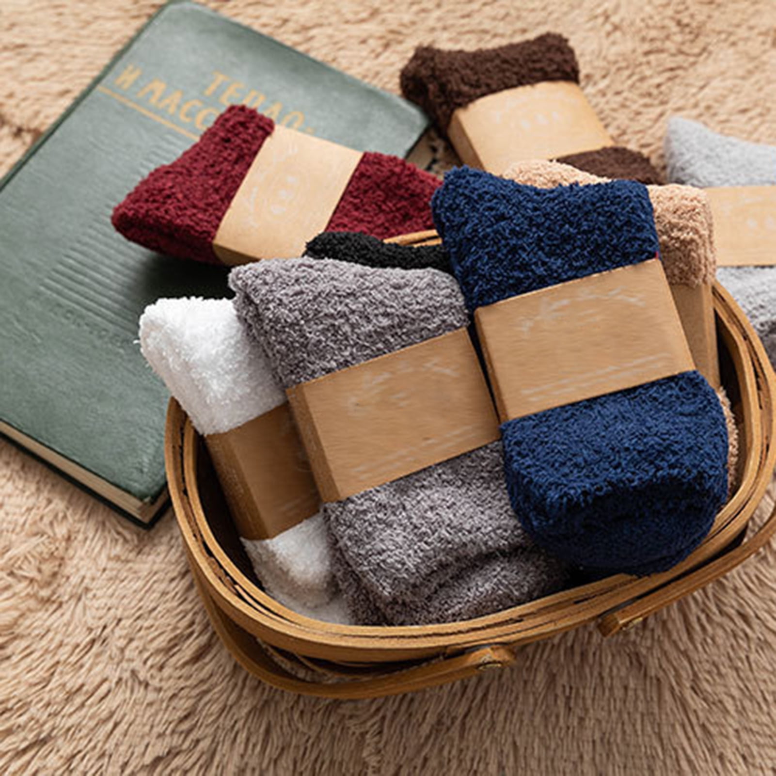 Travelwant Mens Fuzzy Socks Grip Socks Microfiber Plush Sleeping Socks