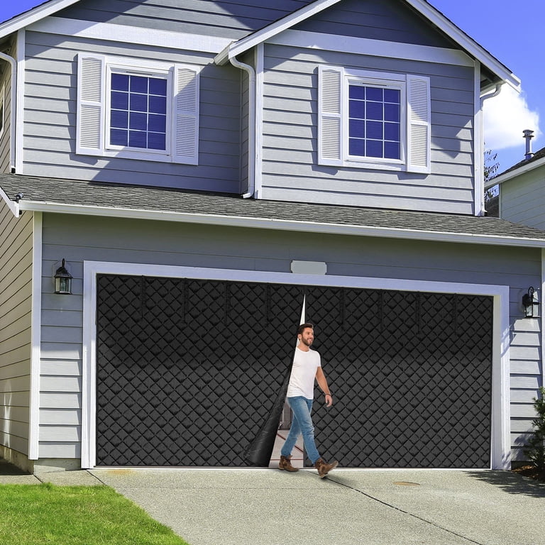 VEVOR Garage Door Screen for Winter, 16x7FT, Garage Door Insulation Kit, Magnetic Thermal Insulated Door Curtain with 300D Oxford Fabric Heavy Duty Weighted Bottom, Easy Assembly for Garage Door