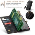 thumbnail image 5 of Allytech Magnetic Detachable Wallet Case for Samsung Galaxy A54 5G with Card Slots & Zipper Pocket, Support Wireless Charging, PU Leather Wrist Strap Shockproof Full Protection Flip Case, Black, 5 of 9
