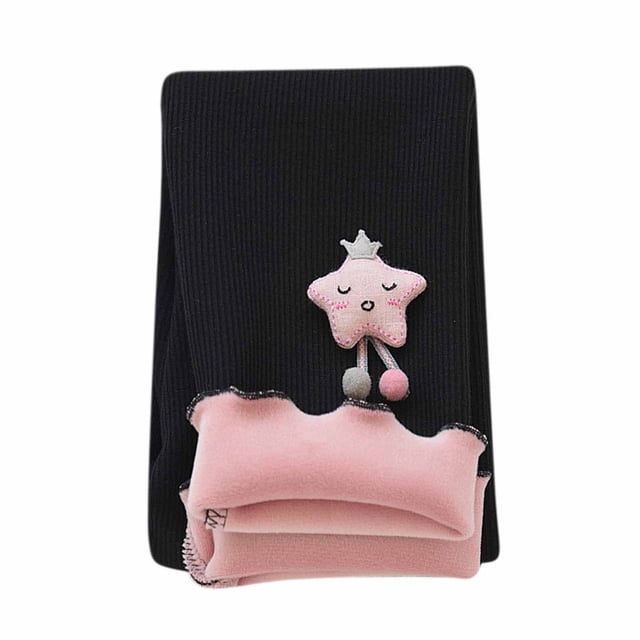 Mallas Para Niños Medias Para Bebés Otoño Invierno Niñas Hongos Bordado Lateral Mallas Para Gatos Pantalones Recortados Negro Odeerbi LM103-10622