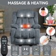 thumbnail image 3 of LEGAHOME Lift Recliner, Electric Power Recliner Chair with Heat Therapy and Massage, Fabric Lift Chair with Cup Holders, USB Port and Side Pocket, Wide Seat Recliner Sofa for Big and Tall, Blue, 3 of 11