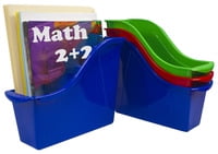 Storex Small Interlocking Book Bins, 11-3/4 x 4-1/2 x 8-1/2 Inches, Assorted Colors, Set of 5