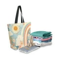 thumbnail image 2 of FORMRS Womens Canvas Tote Bag with Zipper Inner Pocket Shoulder Handbag, Beige Rainbow Clouds, 2 of 7