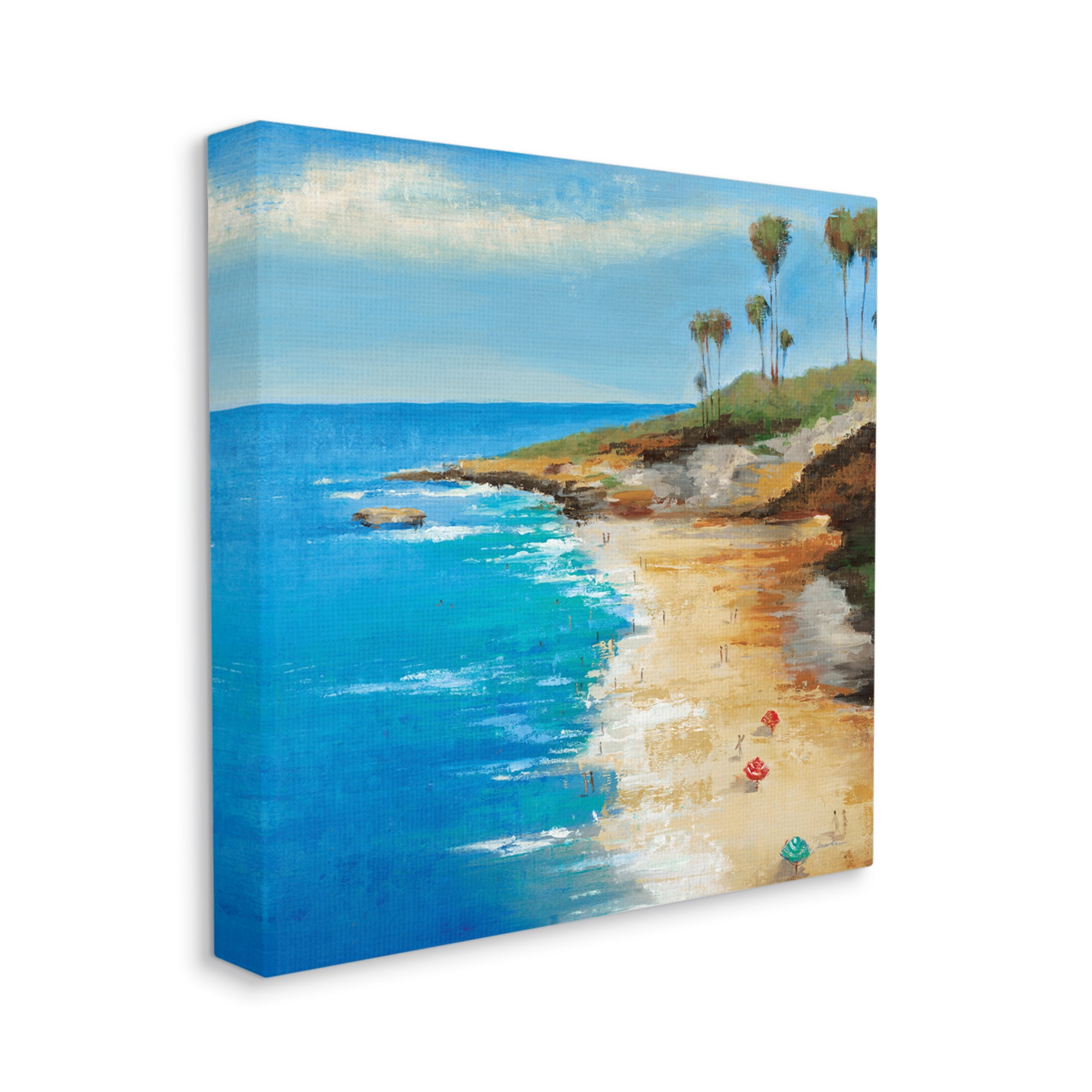 Stupell Industries Beach Landscape Cove Nature Painting Gallery Wrapped Canvas Print Wall Art, 17 x 17