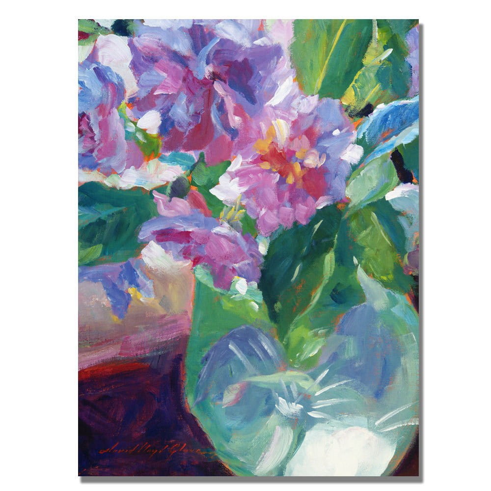 Trademark Fine Art "Pink Flowers in Green Vase" Canvas Wall Art by David Lloyd Glover