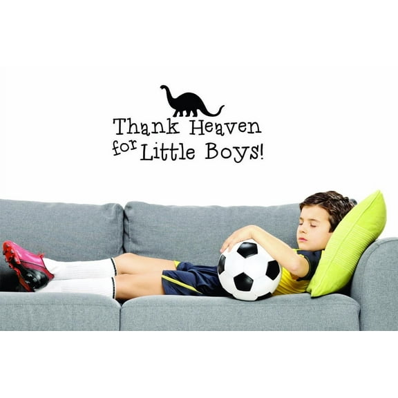 Custom Decals Thank Heaven For Little Boys Wall Art Size: 20 X 40 Inches Color: Black