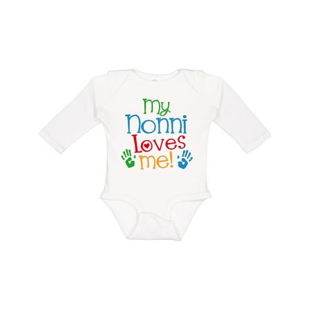 

Inktastic My Nonni Loves Me Gift Baby Boy or Baby Girl Long Sleeve Bodysuit