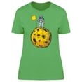 thumbnail image 1 of Spaceman With Flag Planet Crater T-Shirt Women -Image by Shutterstock, Female Medium, 1 of 2