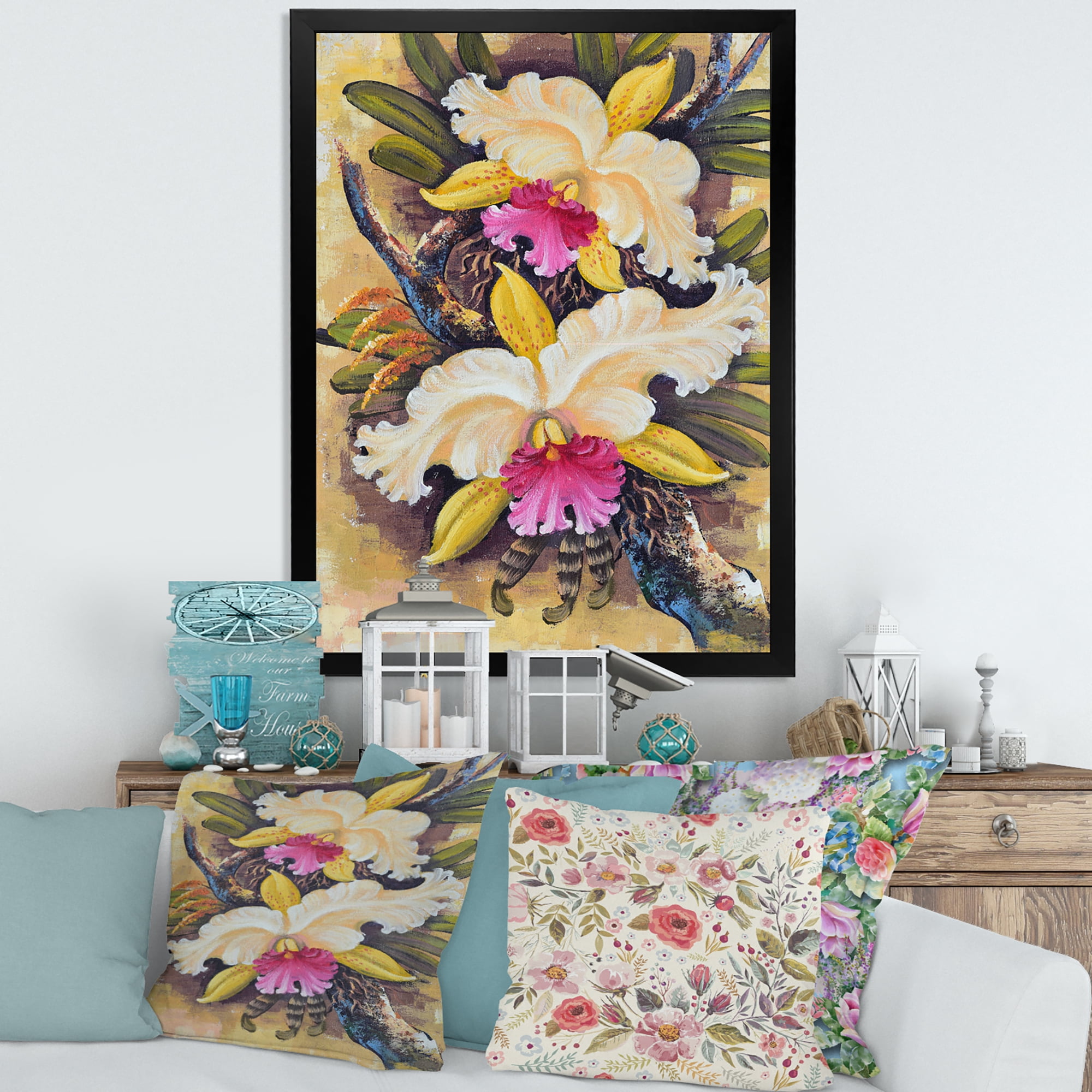 Designart 'Ancient Forest Orchids II' Traditional Framed Art Print