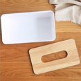 thumbnail image 4 of Porta pañuelos faciales con tapa de madera de roble, organizador rectangular para el hogar, la oficina y el baño., 4 of 5