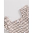 thumbnail image 6 of FEORJGP Toddler Baby Summer 2 Piece Outfit Kids Girls Sleeveless Vest Plaid Ruffle Camisole Button Square Neck Tank Tops and Elastic Shorts Infant Girl Fashion Cute Daily Clothes, 6 of 9