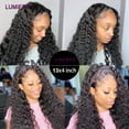 thumbnail image 6 of Lumiere Peruvian Deep Wave Lace Front Human Hair Wigs 13×4 Lace Front Wig Cap 180% Natural Black 34", 6 of 10