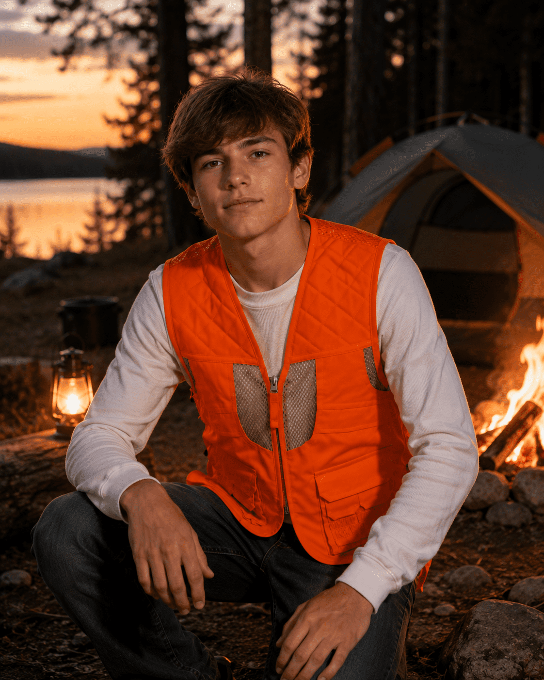 TrailCrest Kids Delxue Blaze Orange Safety Front Loader Hunting Vest, XS