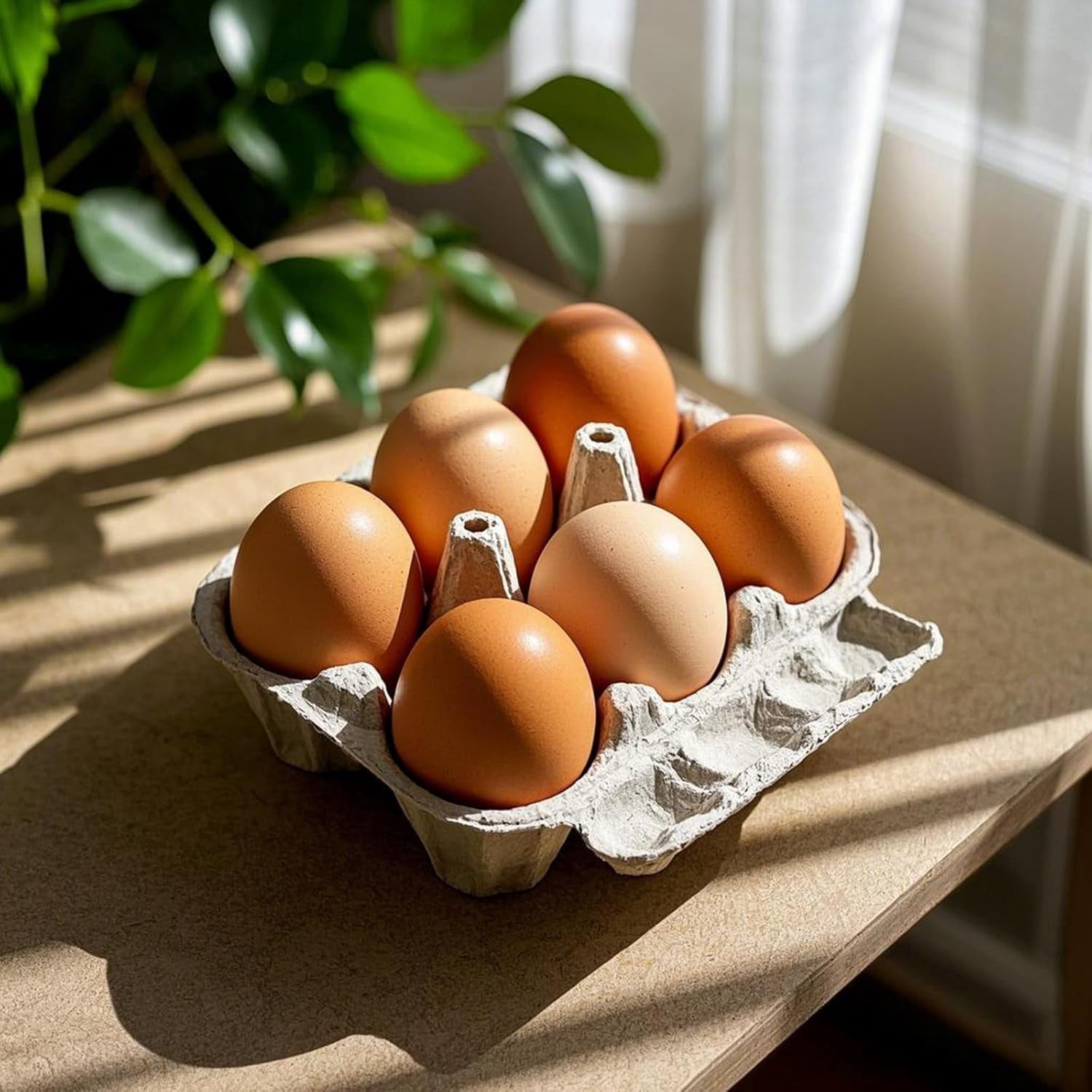 50 Pack 6 Count Paper Pulp Egg Cartons, Half Dozen Holder Cardboard Cartons Storage Containers, Cheap Bulk for Storing up to Small Medium Chicken Eggs