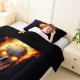 thumbnail image 3 of Homewish Glowing Sugar Skull Twin Comforter Sets,Happy Halloween Bedding Set,Black Orange,Black Reversible,2 Pieces,1 Comforter and 1 Pillowcase, 3 of 7