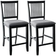 thumbnail image 5 of Duhome Wood Bar Stools Set of 2, Counter Height Chairs Farmhouse Counter Stools with Upholstered Seat Bar Stool for Kitchen Island, Black, 5 of 7
