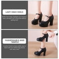 thumbnail image 4 of 1 par de elegantes zapatos de tacón alto con punta redonda y boca baja para mujer (negros), 4 of 5