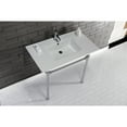 thumbnail image 3 of Kingston Brass KVPB3722711 Dreyfuss 37" Ceramic Console Sink with Stainless Steel Legs (1-Hole), White/Polished Chrome, 3 of 8