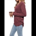 thumbnail image 1 of Camisas de Larga para Mujer, Cuello en V, Blusas Casuales, Sueltas, Elegantes, Básicas, Moda de Otoño, Conjuntos de Moda, Ropa de Invierno Rojo Oscuro L, 1 of 8