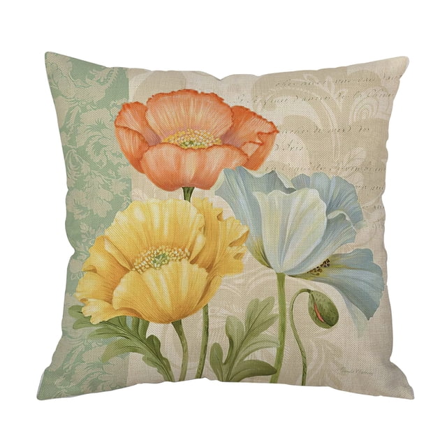 asddcavvf And Linen Pillowcase Flower Cushion Green Flower Leaf Cushion Sofa Living Room Cushion Cover Extra Long Pillowcase Working Wheels Pillowcase Zip Pillowcase