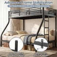 thumbnail image 5 of Kdymod Twin XL over Queen Metal Bunk Bed Set with Stairs & Storage, Heavy Duty Queen Bunk Bed Frame for Adults & Teens, Includes 6" Memory Foam Mattresses, No Box Spring Needed, Black, 5 of 10
