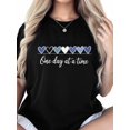 thumbnail image 6 of Women's T-Shirt One Day At A Time Minimalism Blue Heart Short Sleeve Casual Tee Classic Crew Neck T Shirt for Women Black, 2XL, 6 of 7