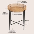 thumbnail image 2 of JONATHAN Y Malia 20" Coastal Bohemian Faux Rattan Round Tray End Table with Metal Base, Natural, TBL2509A, 2 of 6