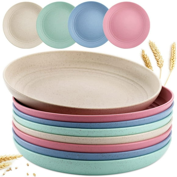 Pack of 8 Lightweight Wheat Straw Plates, 8