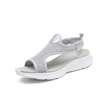 

UKAP Women Casual Shoe Summer Beach Sandal Slip On Sport Sandals Comfort Shoes Ladies Lightweight Flat Gray 8.5