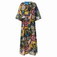 thumbnail image 5 of ZANZEA Dresses for Women O-Neck Half Sleeve High Waist Graffiti Print Long Dress, 5 of 5