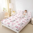thumbnail image 3 of Erosebridal Pink Rose Flower Queen Sheet Sets, Kawaii Cat Lover Bed Set, 4pcs, 3 of 5