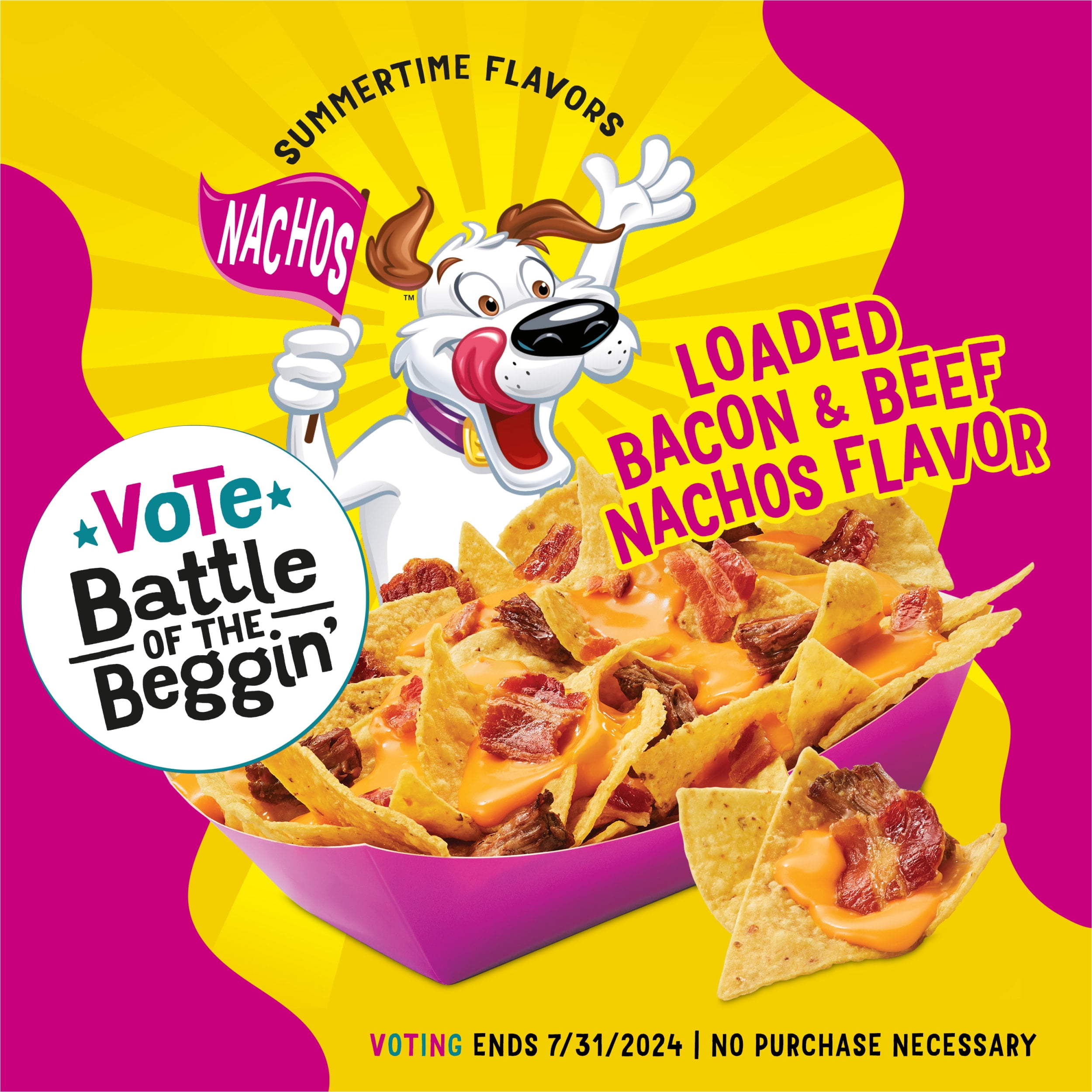 (2 pack) Purina Beggin' Strips Dog Treats with Real Bacon & Beef Nachos Flavors Tender Chews, 6 oz Pouch