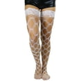 thumbnail image 4 of ToBeInStyle Women's Multi Fence Net Lace Trim Stocking w/ Silicon Grip Accessory - One Size - White, 4 of 7