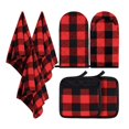 thumbnail image 1 of 7 Pcs Check Dish Towel Pot Holder Oven Glove Set Non-slip Compatible With Cooking, 1 of 1