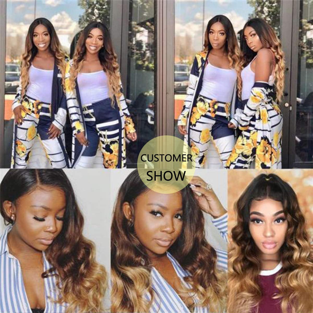 Ustar Unique Bargains Ombre Three Town#1B/4/27 Color Black Brown Blonde Brazilian 3 Bundles 100% Human Hair 10"12"14"inch with Lace Closure 10"