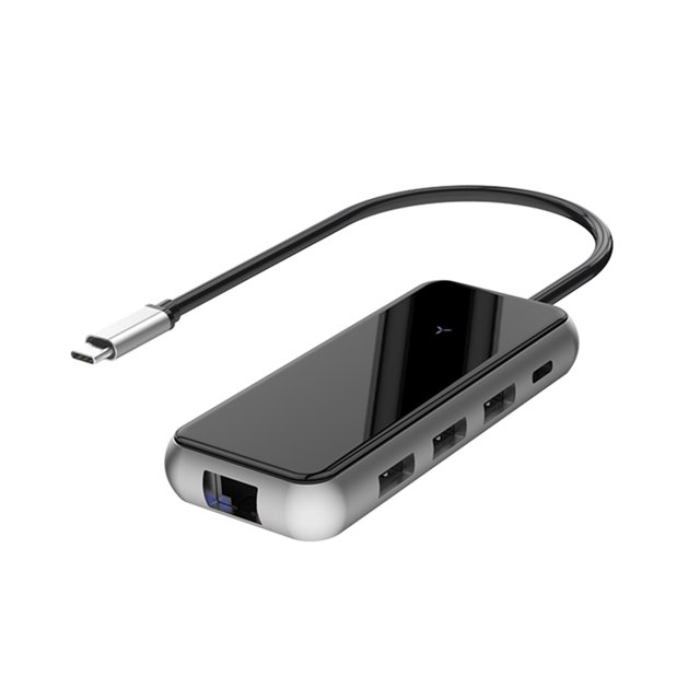 USB C HUB 8 en 1 USB Tipo C HUB HD Adaptador USB C a 4K HD PD Charger 3 USB 3.0 Lector de tarjetas SD TF TF Guardung EL3275-00B