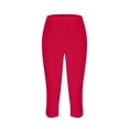 thumbnail image 4 of JULMCOMO Capri Pants for Women High Waisted Comfy Stretchy Yoga Pants Lounge Summer Workout Sports Compression Trousers Red M, 4 of 5